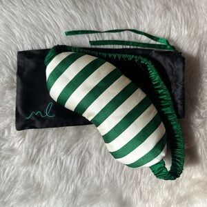 NWT MORGAN LANE Green Ivory 100% Silk Puffy Eye Covering Sleep Mask